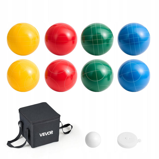 VEVOR BOCCE BALL SET 8 RESIN BALLS 107MM BAG ROPE STRONG