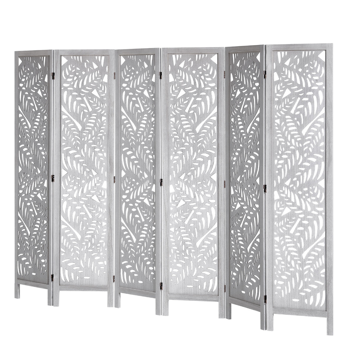 VEVOR ROOM DIVIDER 6 PANEL WOODEN FOLDING WHITE BOHO STURDY