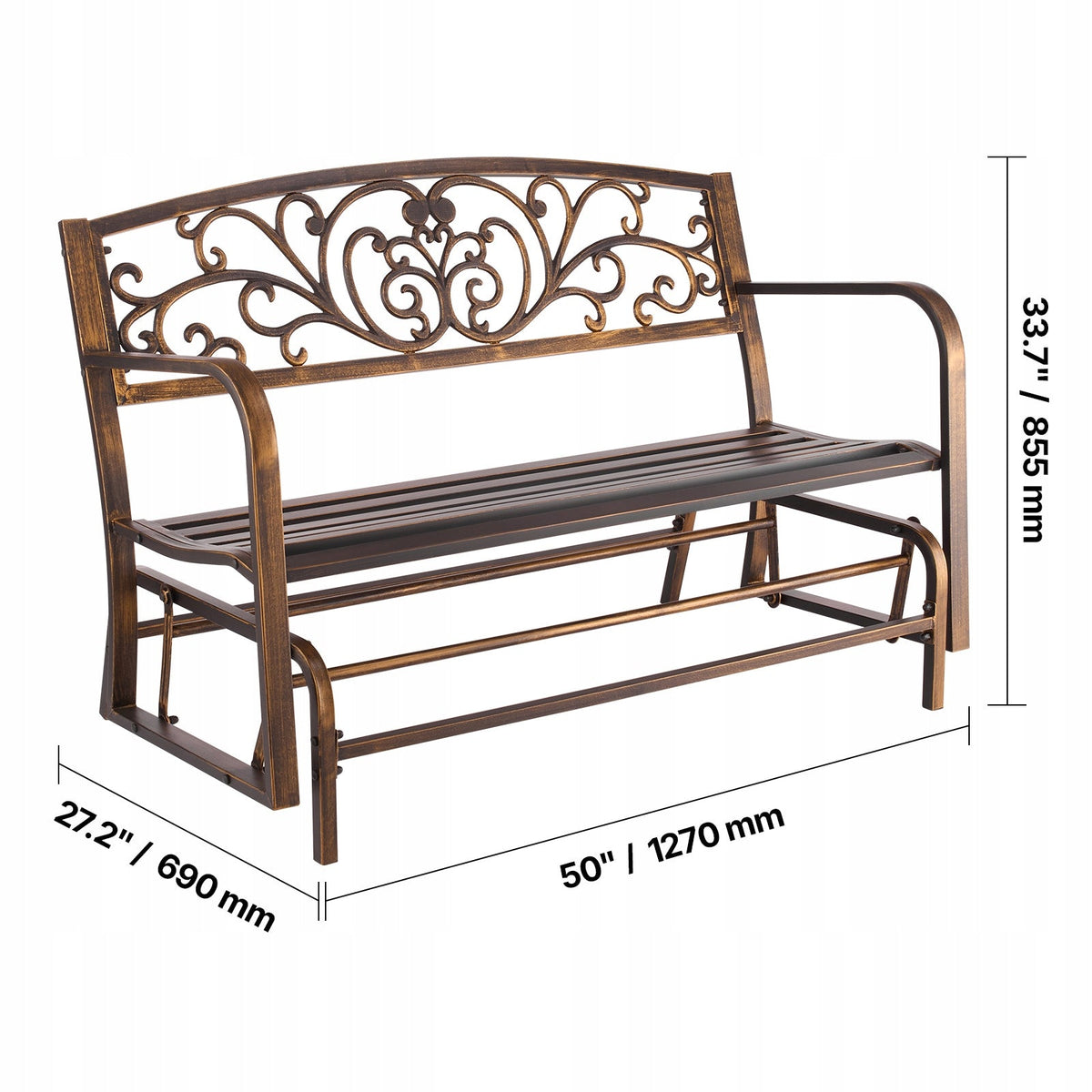 VEVOR GARDEN BENCH 127 CM STRONG LOAD CAPACITY 250 KG SOLID METAL BENCH