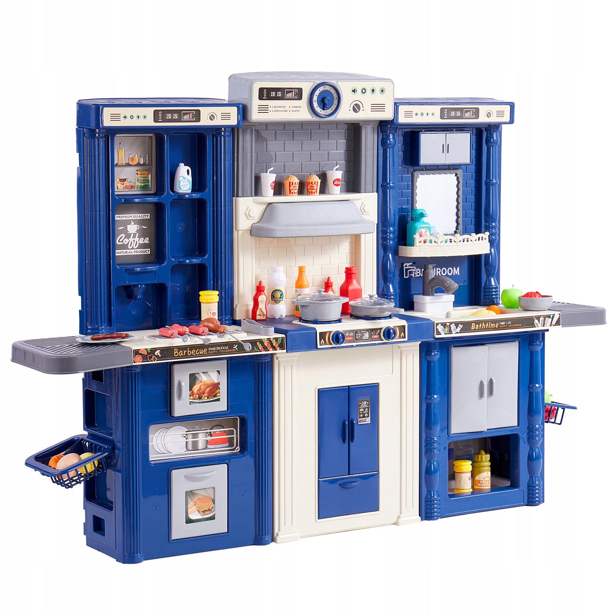 PREMIUM VEVOR 3-IN-1 CHILDREN'S KITCHEN SET WITH 74 ACCESSORIES BLUE