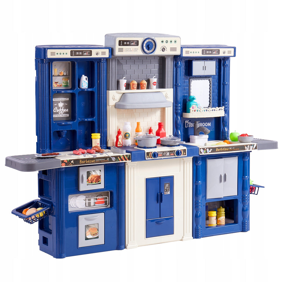 PREMIUM VEVOR 3-IN-1 CHILDREN'S KITCHEN SET WITH 74 ACCESSORIES BLUE