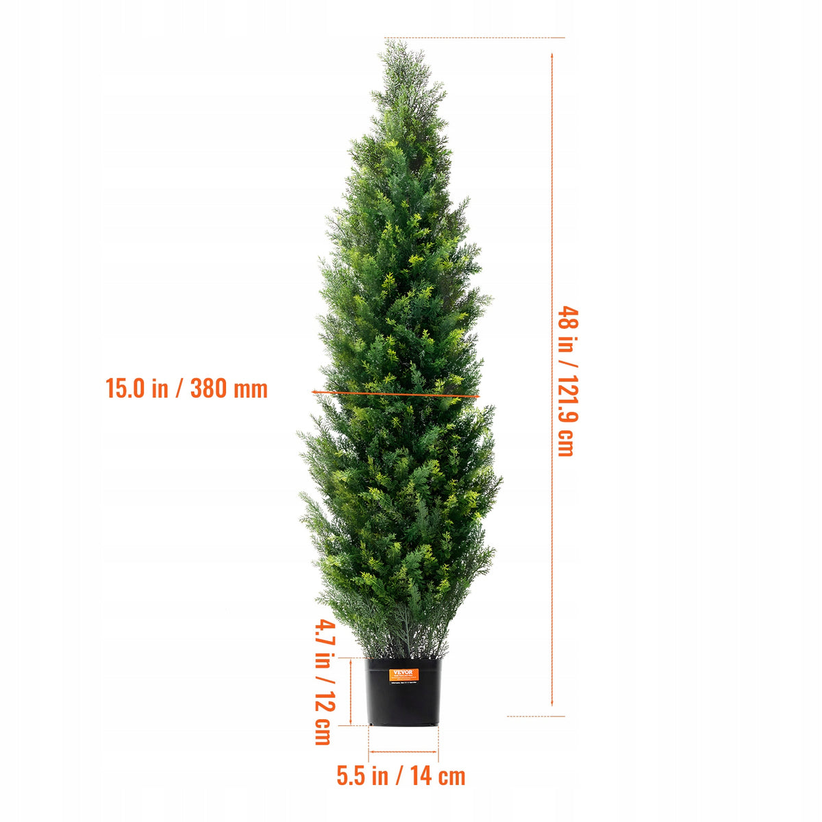 VEVOR ARTIFICIAL CEDAR TOPIARY TREE 48 INCHES 2 PACK PREMIUM PE GREEN