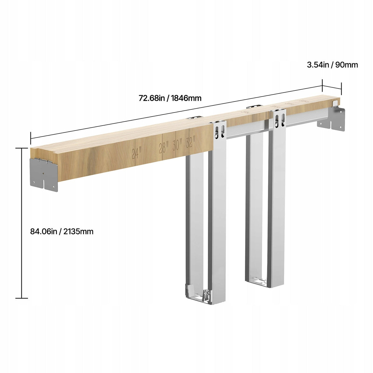 VEVOR SLIDING DOOR FRAME KIT 610-914MM SOFT CLOSE STEEL
