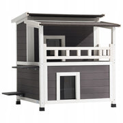 VEVOR TWO-TIER WOODEN CAT HOUSE WATERPROOF INSULATED 84X75X82CM