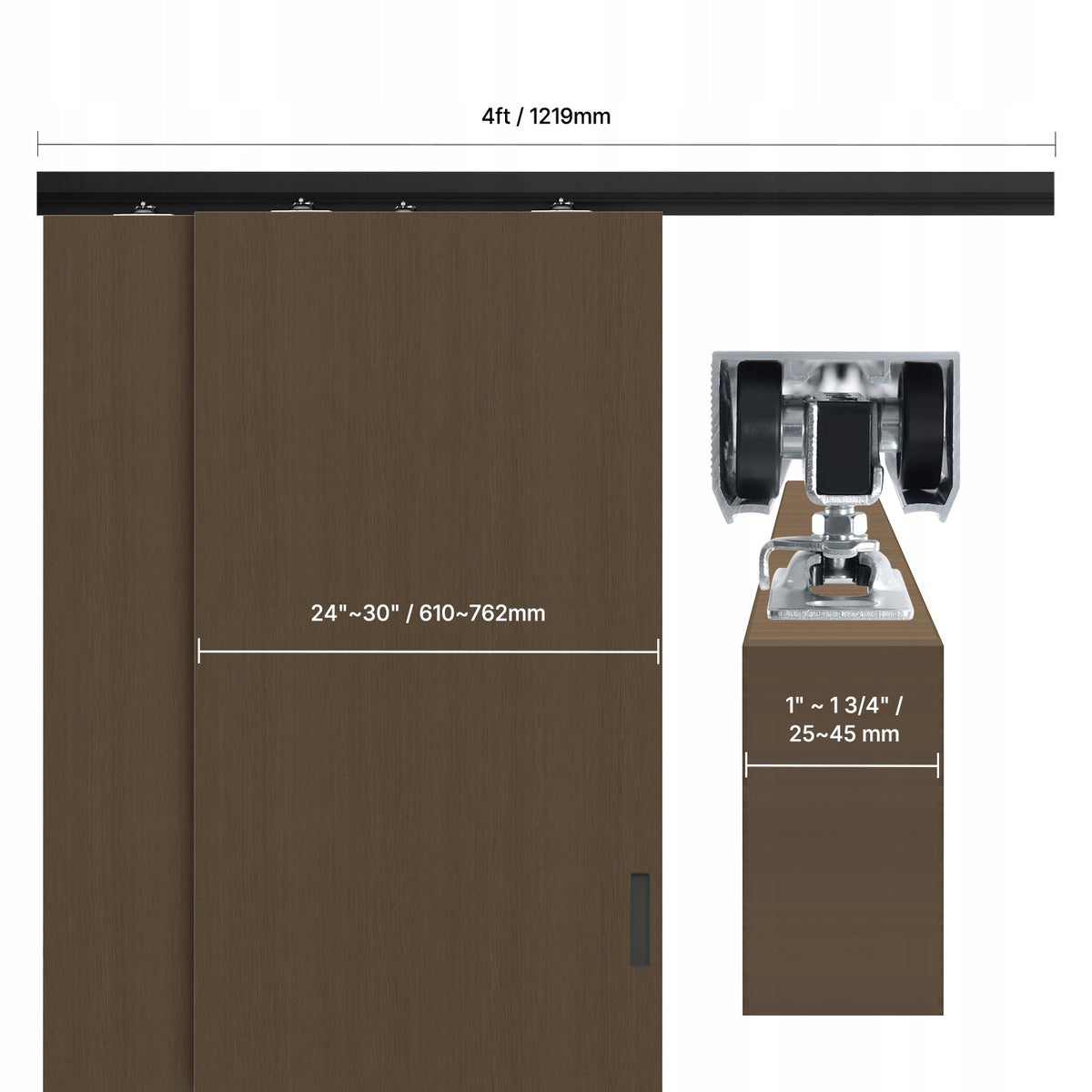 VEVOR Sliding Door Track Kit 1219mm Aluminum Heavy Duty System