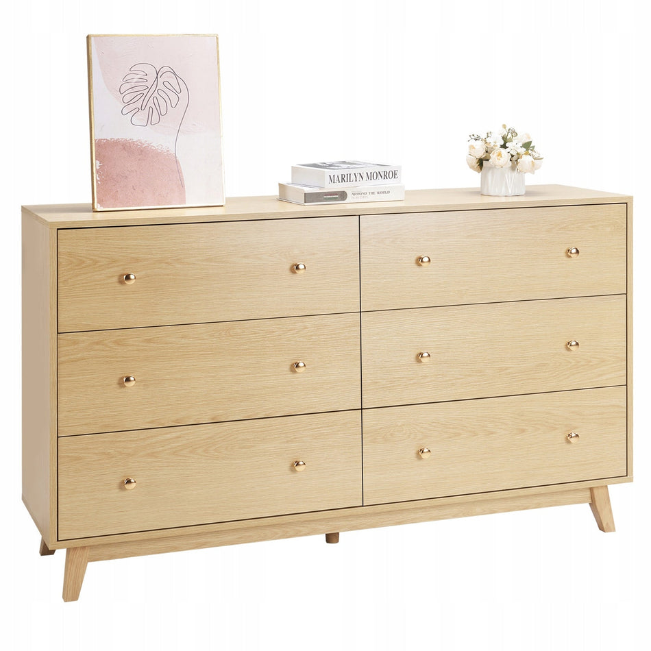 VEVOR 6-DRAWER CHEST OF DRAWERS LIGHT WOOD STABLE ANTI-TIP PREMIUM