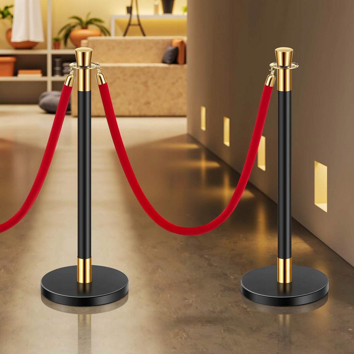 VEVOR STANCHIONS 6 PCS WITH 4 RED VELVET ROPES STRONG