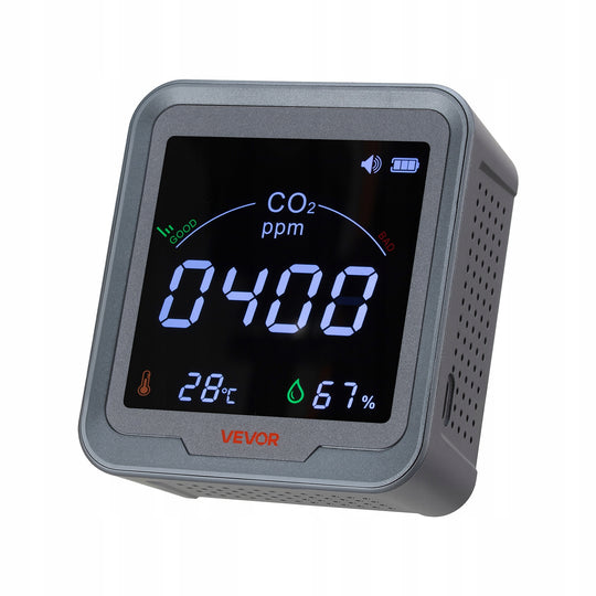 VEVOR CO2 DETECTOR WITH TEMPERATURE AND HUMIDITY DISPLAY POWERFUL