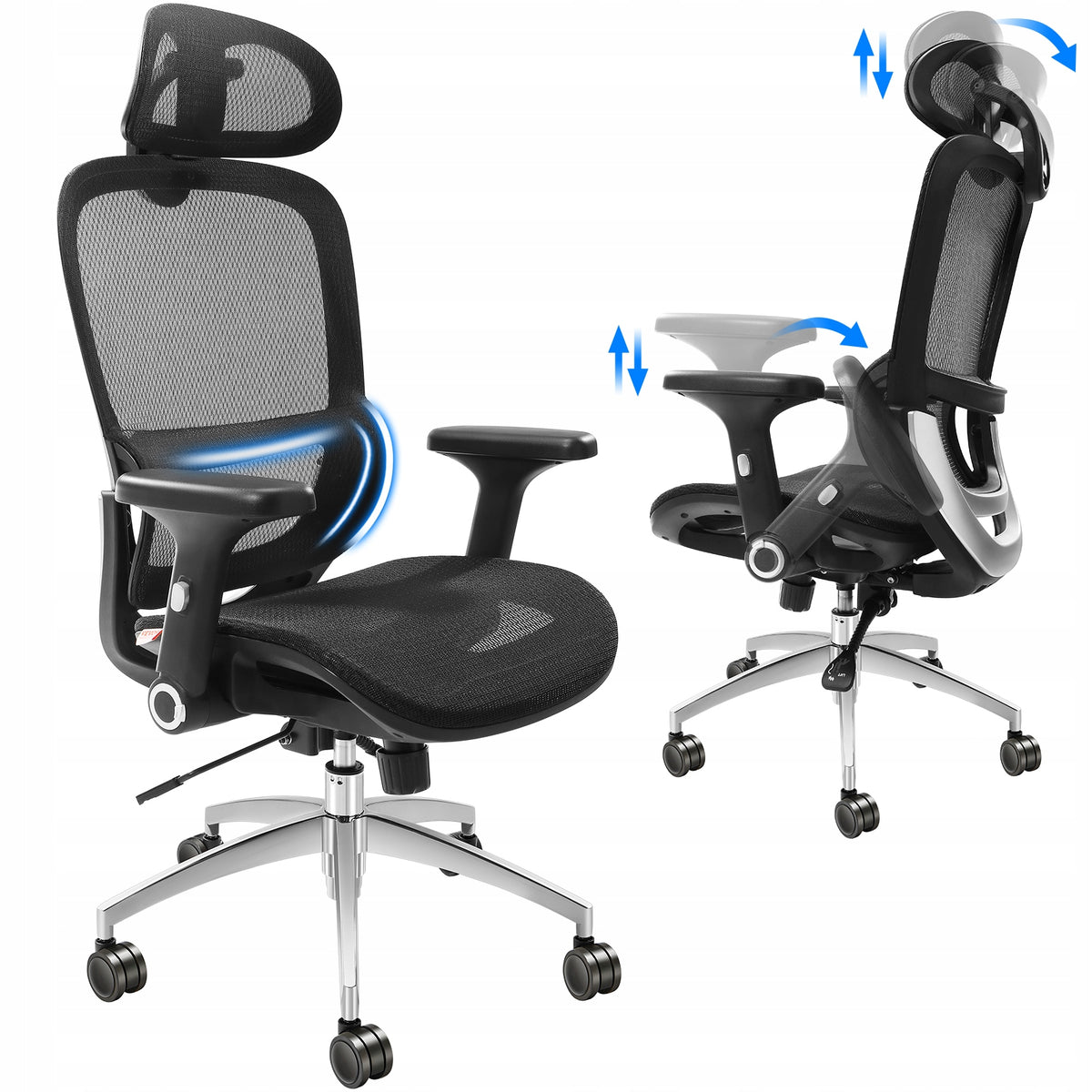 VEVOR ERGONOMIC OFFICE CHAIR WITH ADJUSTABLE HEADREST AND LUMBAR SUPPORT