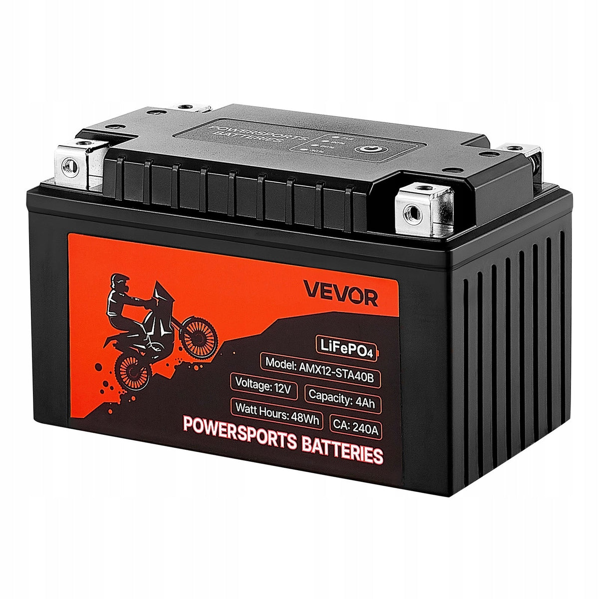 VEVOR 12V 4Ah Lithium Iron Phosphate Motorcycle Battery Powerful