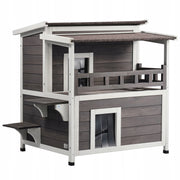 VEVOR OUTDOOR CAT HOUSE TWO-TIER WOODEN BALCONY