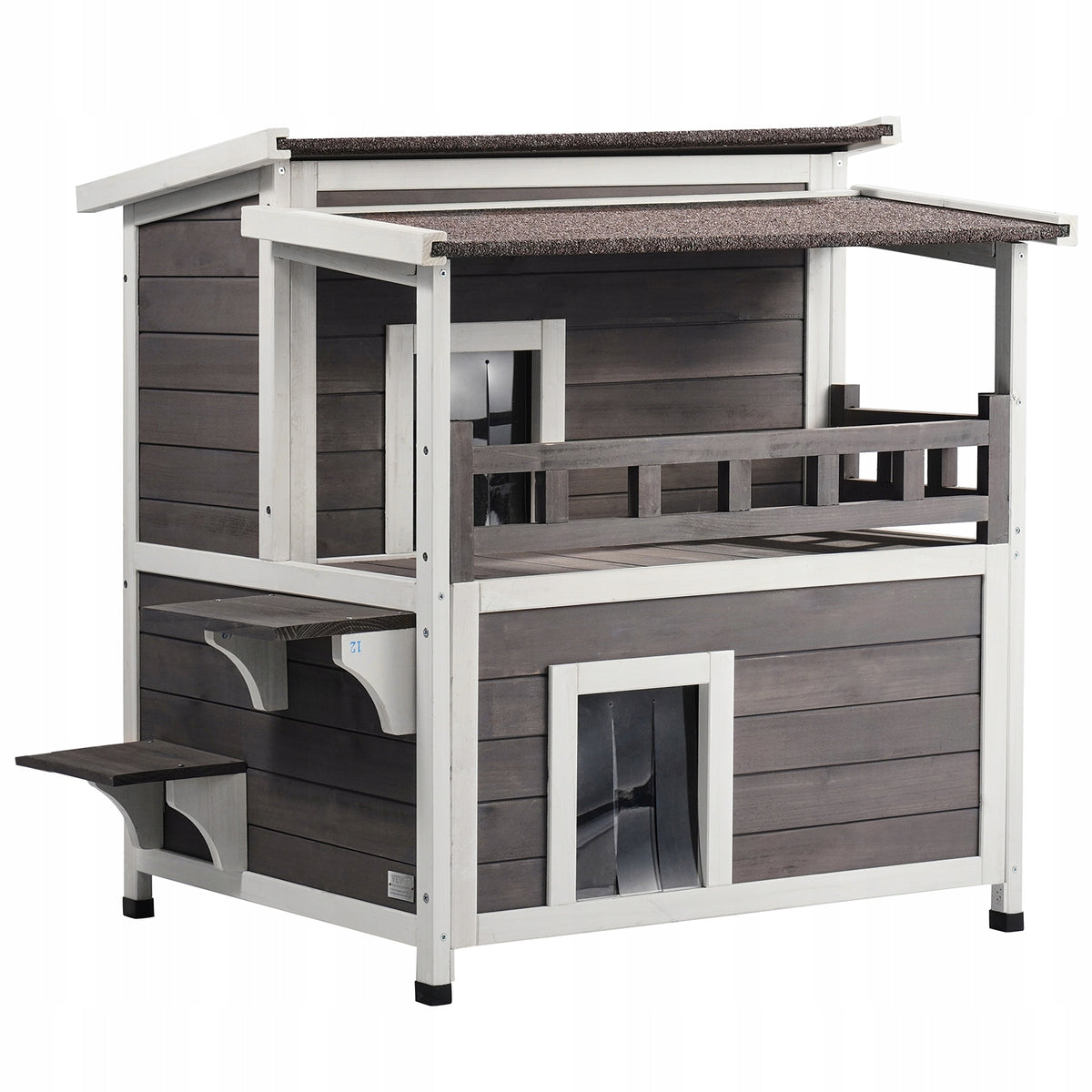 VEVOR OUTDOOR CAT HOUSE TWO-TIER WOODEN BALCONY