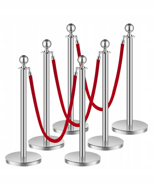 VEVOR 6 PCS CROWD CONTROL BARRIER WITH 3 RED VELVET ROPES