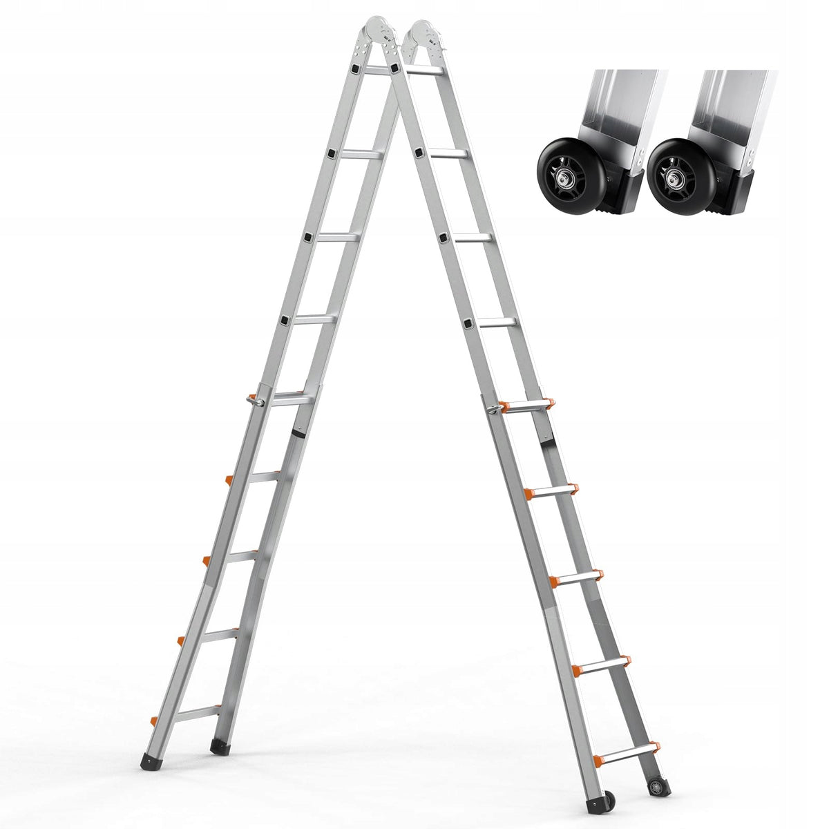 VEVOR TELESCOPIC LADDER A-FRAME 5.1M ALUMINUM COMPACT STRONG 150KG