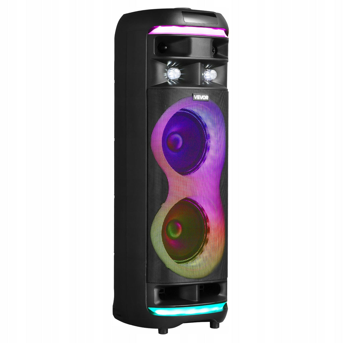 VEVOR 80W 20CM PORTABLE BLUETOOTH SPEAKER WITH 2 MICROPHONES LED TWS 5.1