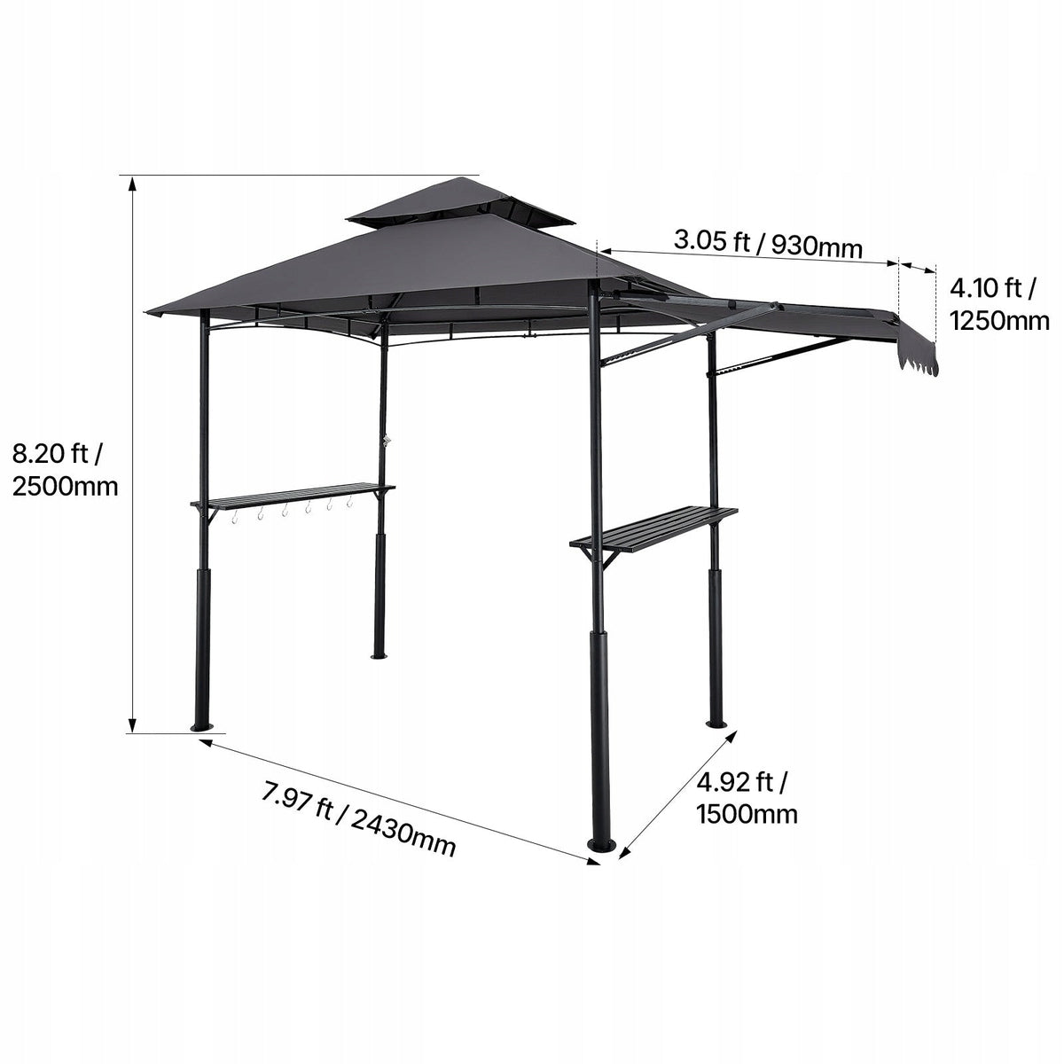 VEVOR GRILL GAZEBO 2430X1500X2500 MM TWO-TIER ROOF STRONG STEEL