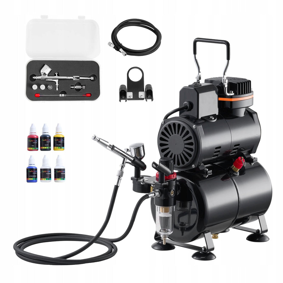 VEVOR 1/6 HP AIRBRUSH KIT WITH COMPRESSOR AND 3L TANK 0.2 0.3 NOZZLES