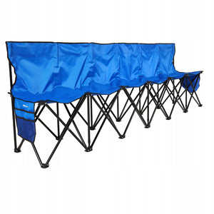 VEVOR PORTABLE CAMPING BENCH FOR TEAMS 6-PERSON WITH POCKETS BLUE