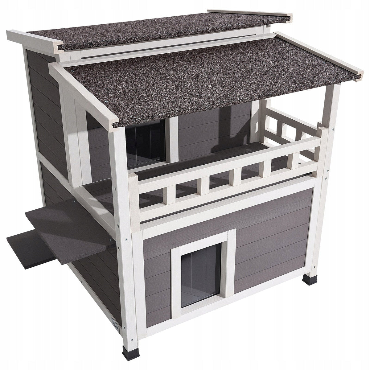 VEVOR TWO-TIER WOODEN CAT HOUSE WATERPROOF INSULATED 84X75X82CM