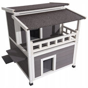 VEVOR TWO-TIER WOODEN CAT HOUSE WATERPROOF INSULATED 84X75X82CM