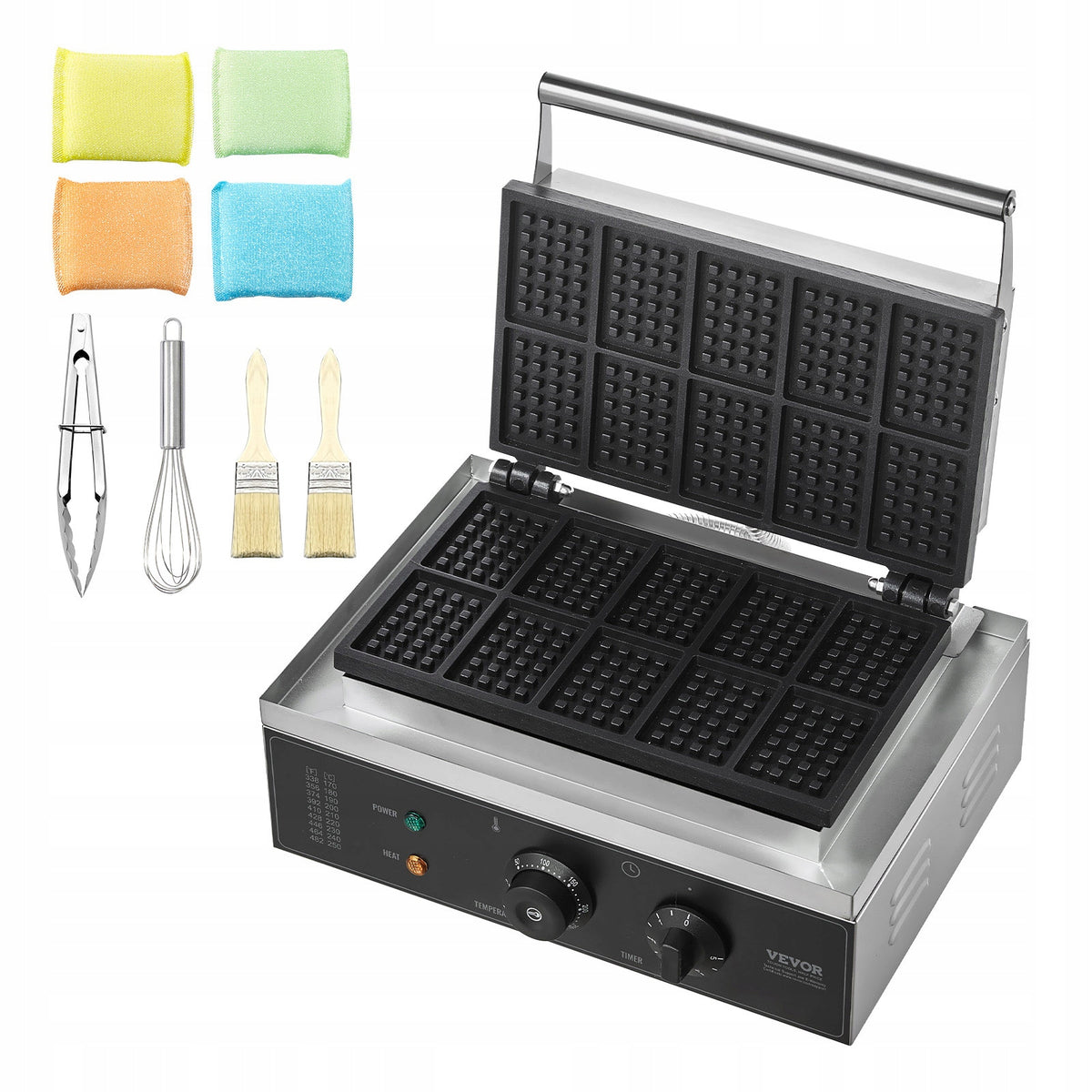 VEVOR PROFESSIONAL WAFFLE MAKER 1550W STAINLESS STEEL COATING