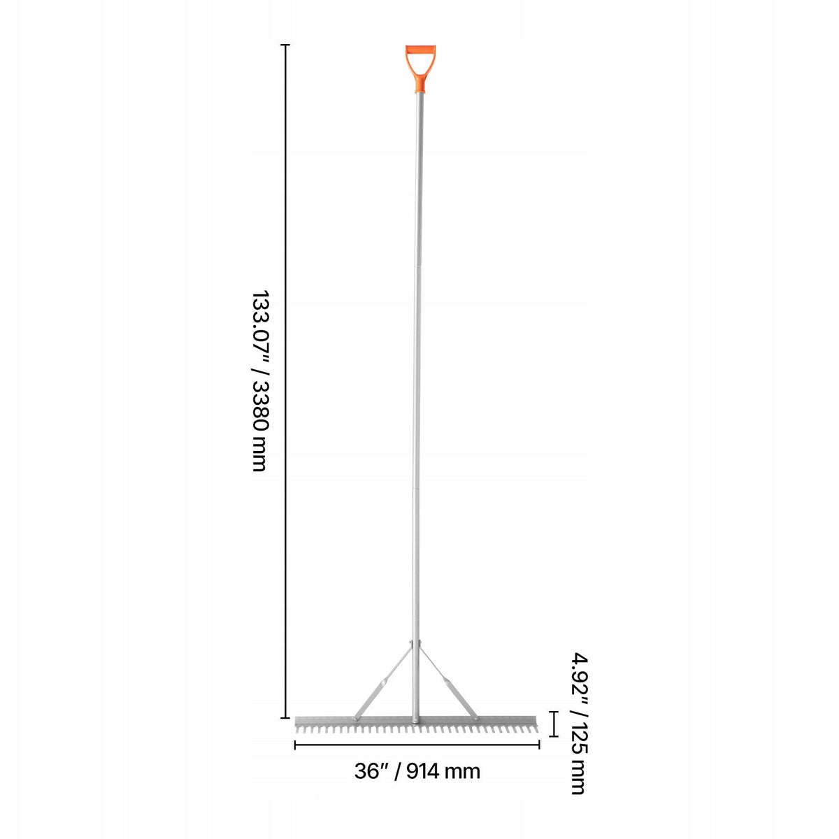 VEVOR ALUMINUM RAKE 914 MM HEAD 2590 MM HANDLE LARGE HEAVY-DUTY RAKE
