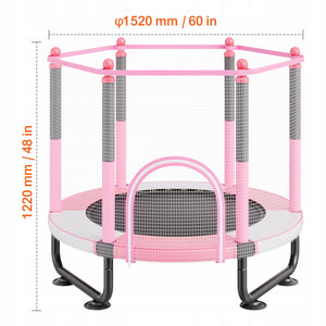 VEVOR KIDS' 60-INCH TRAMPOLINE WITH ENCLOSURE NET AND BASKETBALL HOOP, STURDY AND SAFE