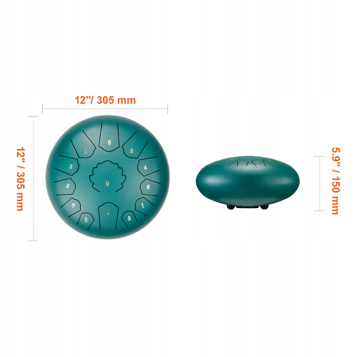 VEVOR 12 Inch 13 Notes Steel Tongue Drum Rain Drum with Mallets