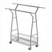 VEVOR CLOTHES RACK ON WHEELS 2 BARS BASKET ADJUSTABLE STRONG