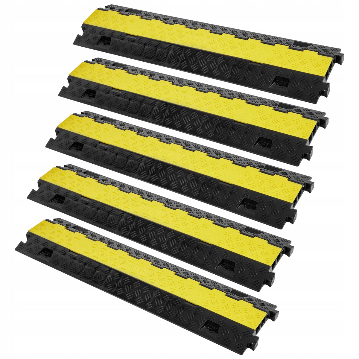 VEVOR SET OF 5 2-CHANNEL CABLE PROTECTOR RAMP STRONG TPU TPR