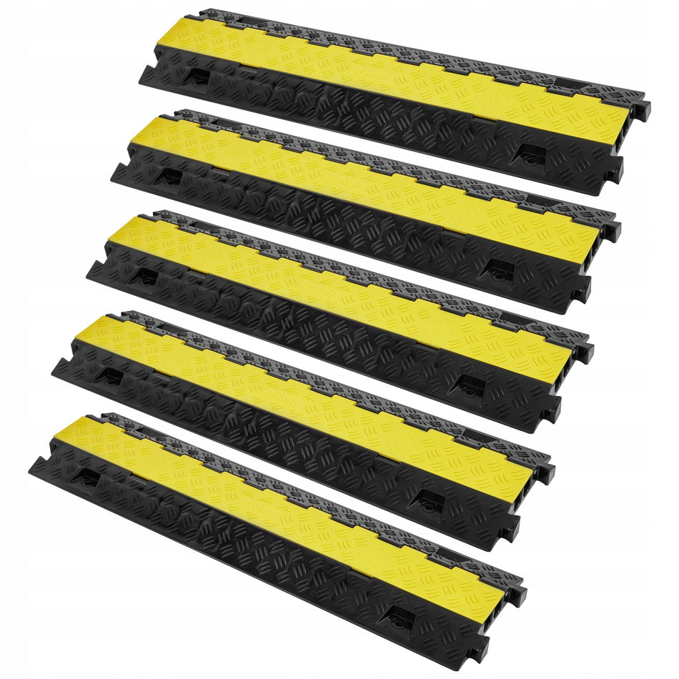 VEVOR SET OF 5 2-CHANNEL CABLE PROTECTOR RAMP STRONG TPU TPR