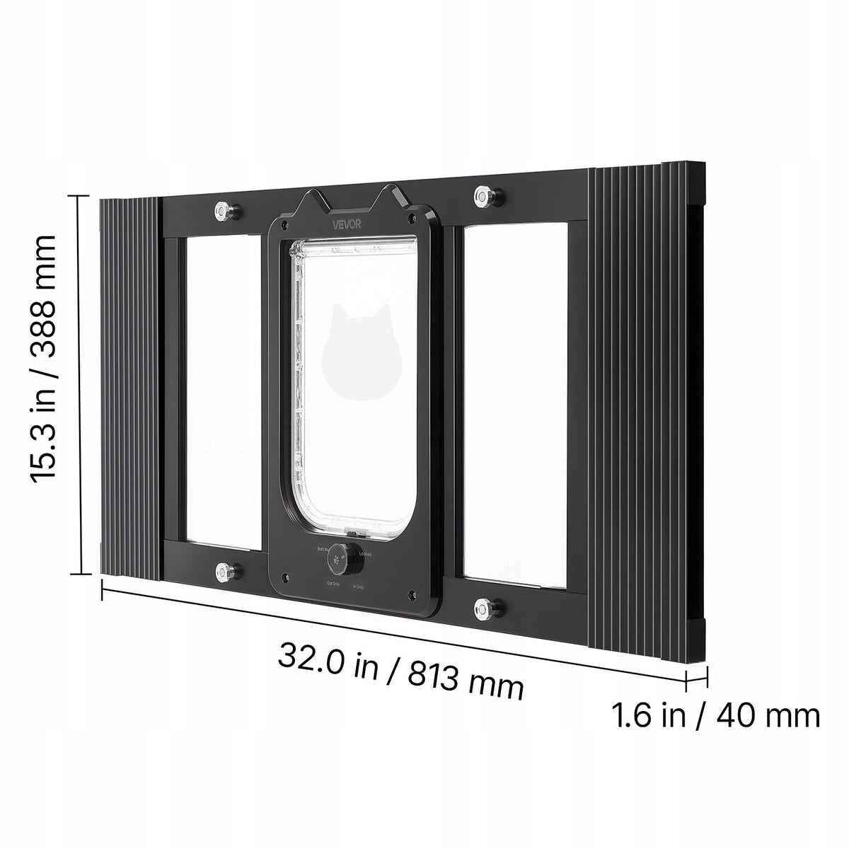 VEVOR CAT FLAP ADJUSTABLE 686-813 MM ALUMINUM BLACK STRONG