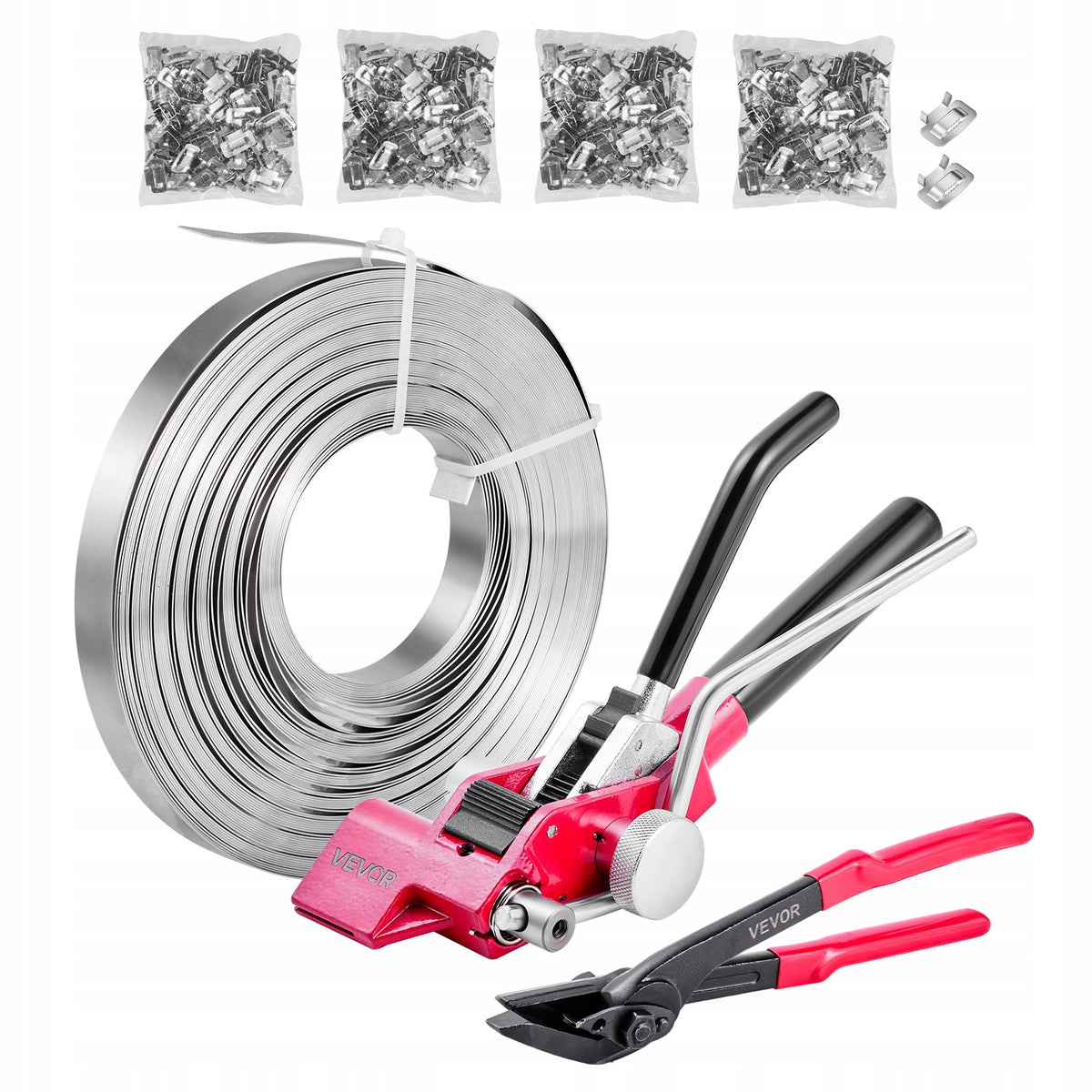 VEVOR STEEL STRAPPING KIT 4 PIECES TENSIONER CRIMPER STRONG