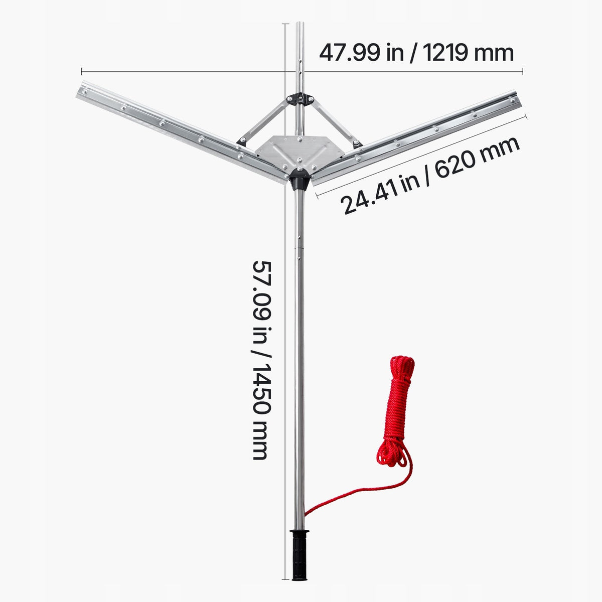 VEVOR PROFESSIONAL POND RAKE WITH ADJUSTABLE WIDTH 1219 MM 9M ROPE