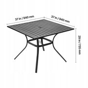 VEVOR GARDEN TABLE 94X94CM BLACK STRONG PATIO TABLE WITH UMBRELLA HOLE