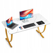 VEVOR COMPUTER DESK 160X80 CM MODERN WHITE AND GOLD WORK TABLE
