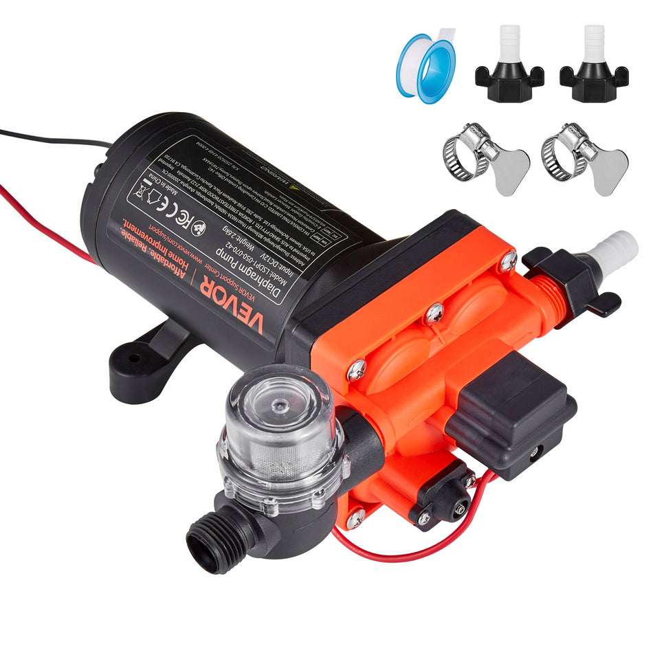 VEVOR DIAPHRAGM PUMP 12V DC 18.9L/MIN SELF-PRIMING 4-CHAMBER POWERFUL