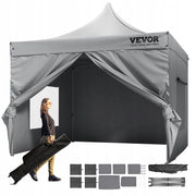 VEVOR GARDEN GAZEBO 304X304 CM 3 HEIGHTS 500D PU SILVER FOLDING