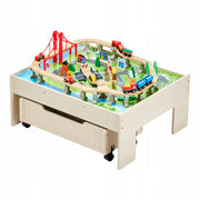 VEVOR WOODEN PLAY TABLE 100 PIECES TRAIN SET STRONG SOLID