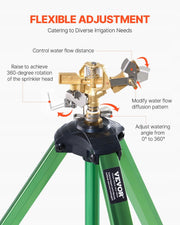 VEVOR TELESCOPIC SPRINKLER TRIPOD 2 PCS BRASS HEAD 360 ADJUSTMENT