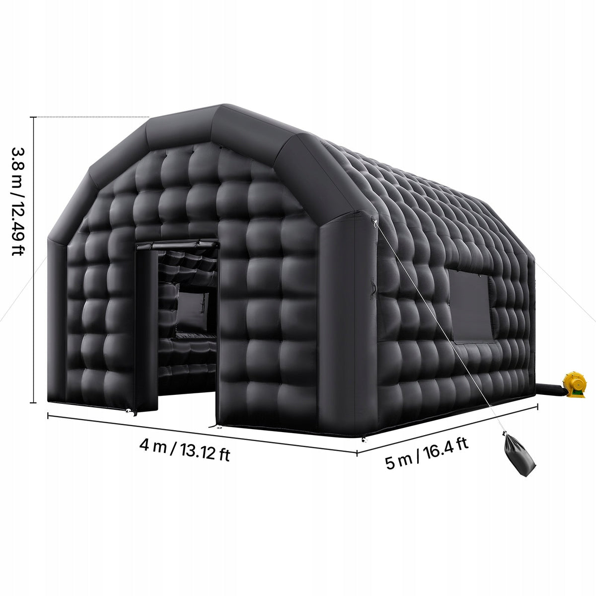 VEVOR 5X4X3.8M INFLATABLE PARTY TENT, BLACK, STURDY AND SPACIOUS