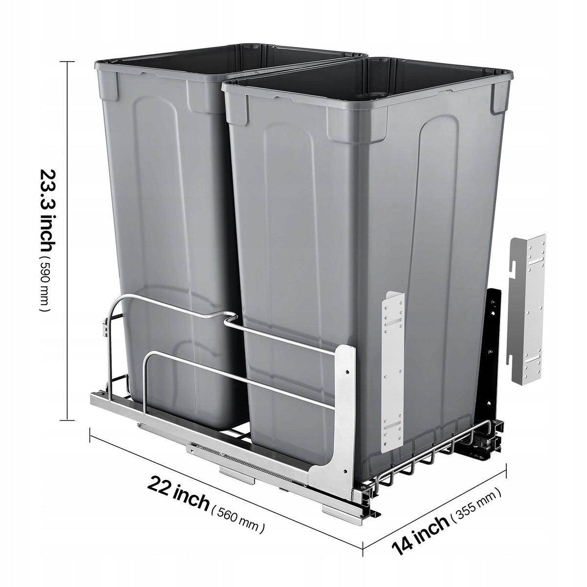 VEVOR PULL-OUT TRASH CAN DOUBLE 50 QT X 2 HEAVY DUTY KITCHEN BIN SOFT