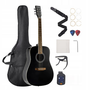 VEVOR 41 IN DREADNOUGHT ACOUSTIC GUITAR STARTER KIT BLACK