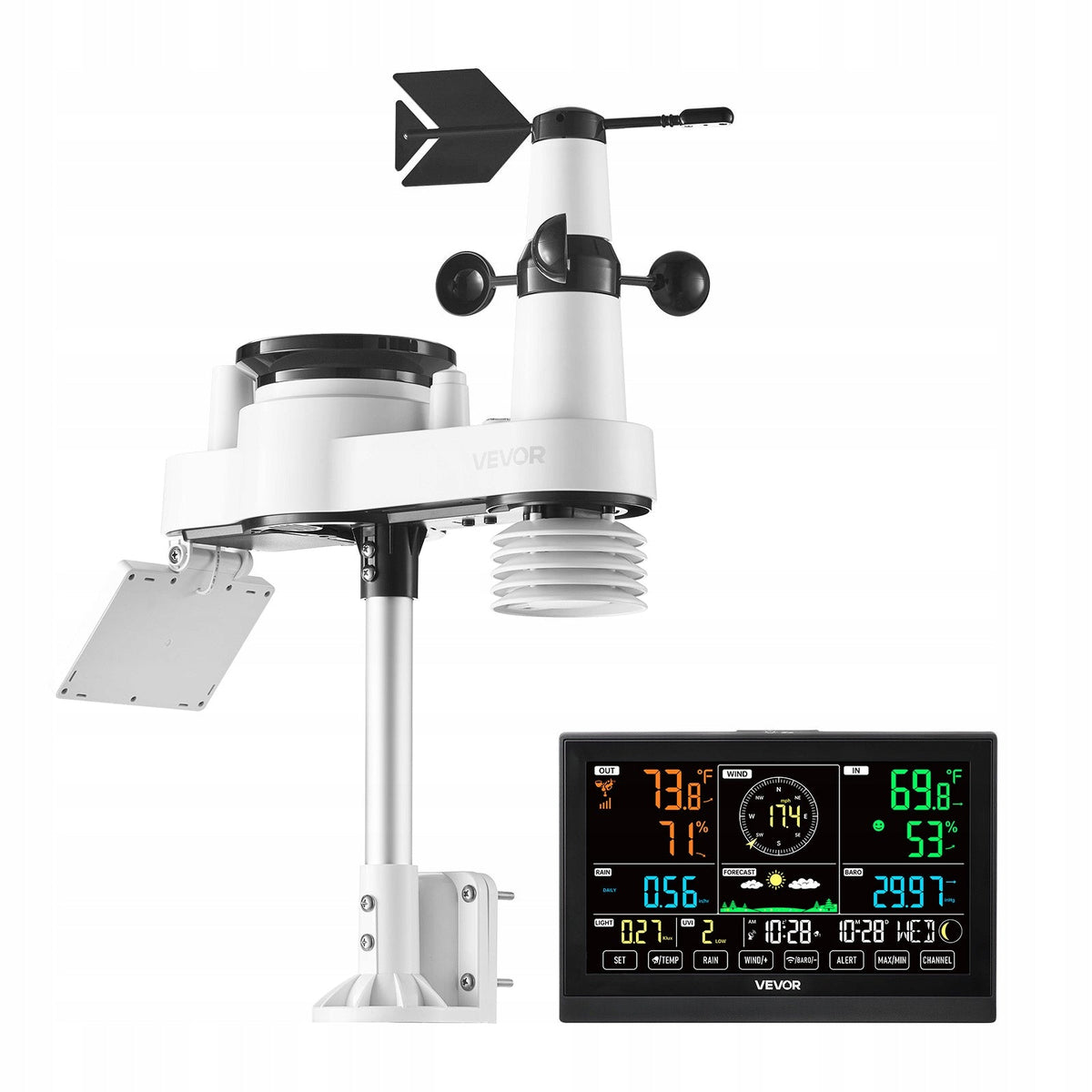 VEVOR 7-in-1 WIRELESS SOLAR WEATHER STATION 7.5 INCH IPX6 POWERFUL