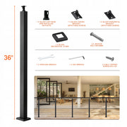 VEVOR 36 INCH CABLE RAILING POSTS STAINLESS STEEL BLACK NO HOLES