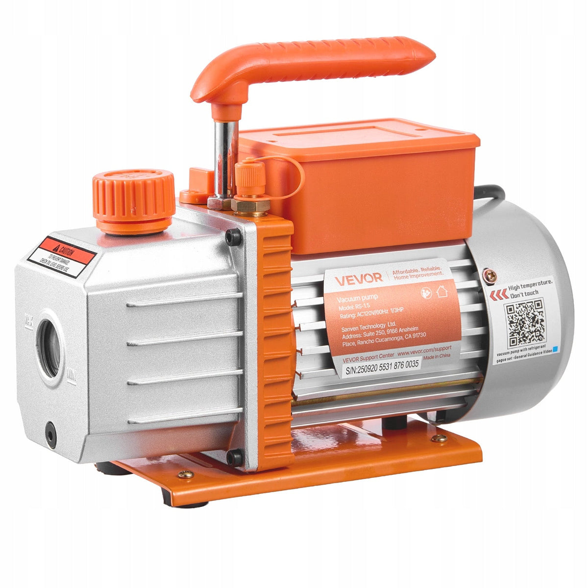 VEVOR VACUUM PUMP WITH MANOMETER 4.5 CFM 127 L/MIN 250W PROFESSIONAL