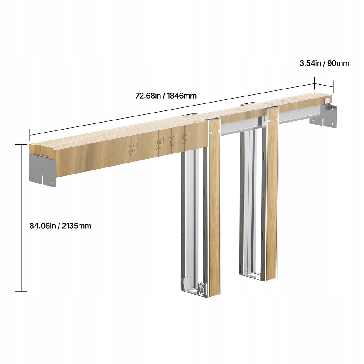 VEVOR SLIDING DOOR FRAME KIT 610-914MM QUIET SOFT-CLOSE PREMIUM