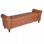 VEVOR PU LEATHER OTTOMAN BENCH WITH WOODEN LEGS 460X1660X560 MM STRONG