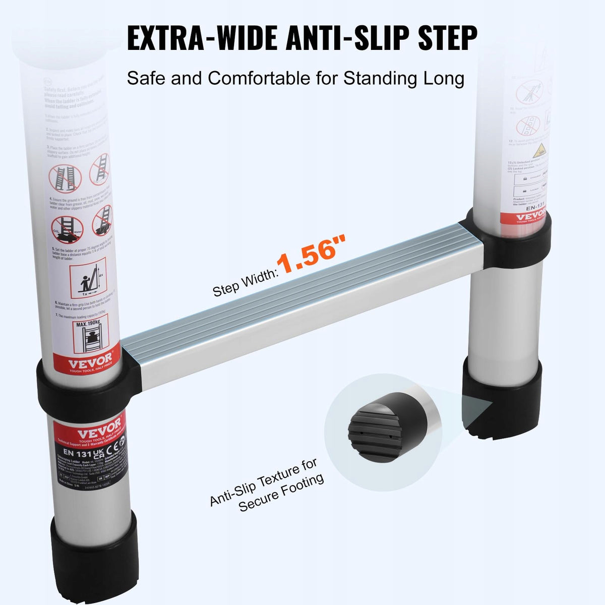 VEVOR 2.6M TELESCOPIC LADDER ALUMINUM EXTENSION STRONG LIGHTWEIGHT
