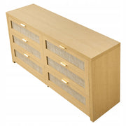 PREMIUM VEVOR RATTAN CHEST OF DRAWERS 6 DRAWERS METAL HANDLES NATURAL WOOD